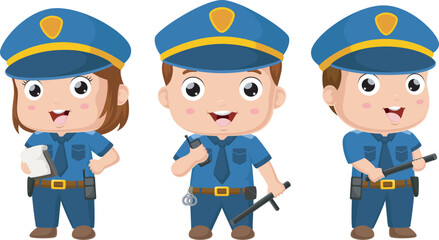 Cute police officer kids cartoon