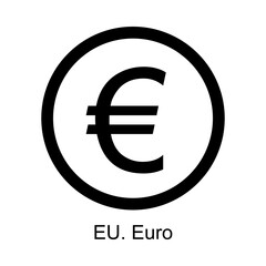 Euro (EU) currency symbol on white background