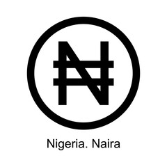 Naira currency symbol of Nigeria on white background