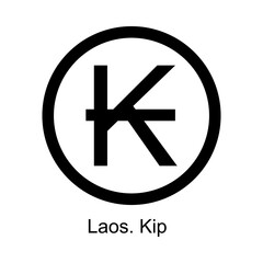 Obraz premium Kip currency symbol of Laos on white background
