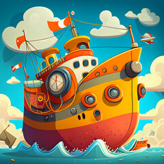 Naklejka premium Credible_Ship_volumetric_lighting_sharp_lines_happy_and_funny