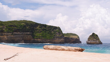 the charm of the beauty of the white sand and green hills of the Mandalika beach, Lombok, a comfortable place to vacation and relax