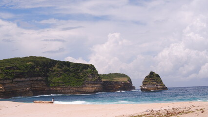 the charm of the beauty of the white sand and green hills of the Mandalika beach, Lombok, a comfortable place to vacation and relax