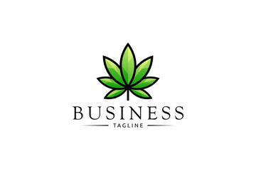 cannabis leaf logo in simple flat design style