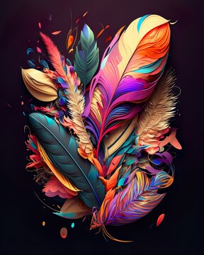 colorful feather art