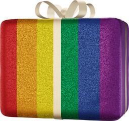 rainbow flag gift box with ribbon and bow