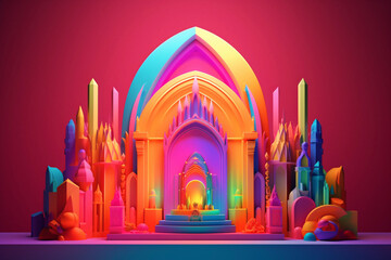 Colorful Neon 3d Altar Generative AI
