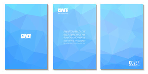 A set of abstract bright blue colorful covers background with triangles vector illustration