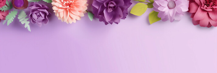 Background of colorful flowers, Wallpaper illustration, Top view and flat lay for text information or content, Concept of Mother's Day, Birthday and Wedding, Generative AI