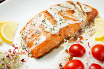 Salmon Steak with Salad