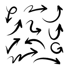 hand drawn arrow set. Doodle vector illustration. eps 10.