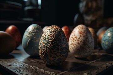 Gourmet Easter eggs adorned with artistic decor created by Generative AI 3