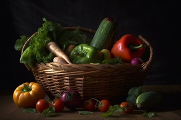 A basket with healthy veggies. Generative AI