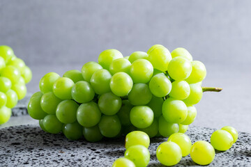 Shine Muscat, Green grapes on marble background	