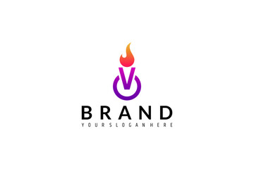torch logo with circle variation in flat design style