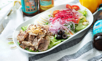 Vegetable Salad with Stir-Fried Meat
