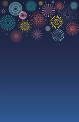 Fototapeta na wymiar Vector Brightly Colorful Fireworks on the background of the night sky