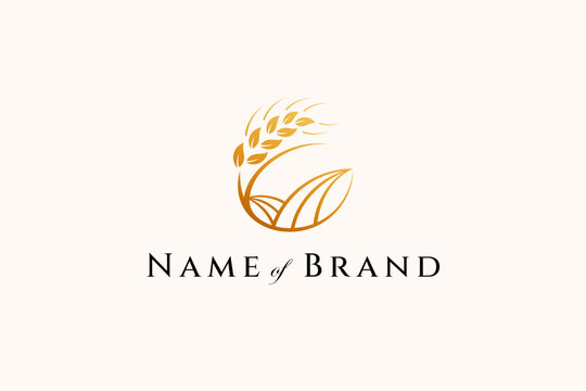 Wheat or agricultural wheat logo in circle frame suitable for bakery company logo
