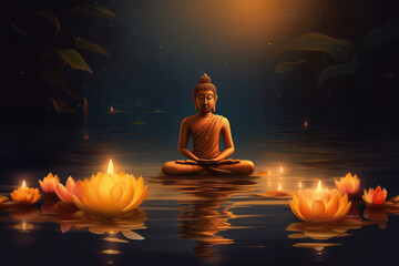 Buddha doing meditation, generative AI