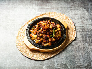 Stir fried spicy vegetable octopus