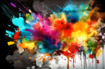 Color splash, poster, contemporary multimedia, vibrant colorist. Generative Ai. 
