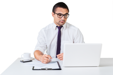 Businessman working at the office on laptop