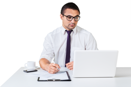 Businessman working at the office on laptop