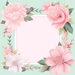 Pastel pink spring flower frame, Birthday, Mother's Day, Generative AI