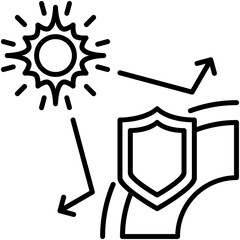 uv protection icon. sunscreen shield symbol. line icon vector stock