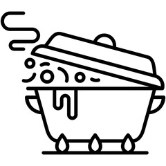 Stew Icon. Kitchen Utensils Symbol. Line Icon Vector Stock