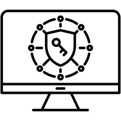 VPN Icon. Secure Server Symbol. Line Icon Vector Stock