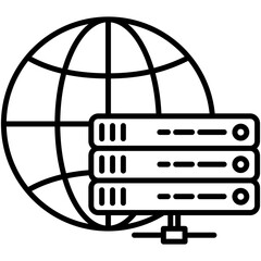 Colocation Icon. Data System Server Symbol. Line Icon Vector Stock