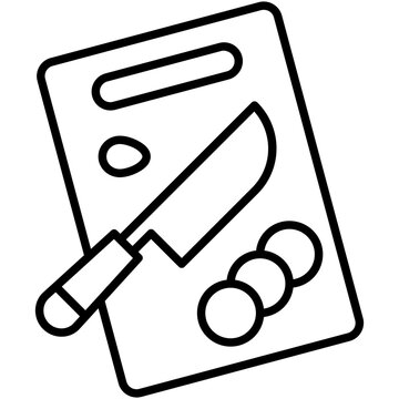 Cutting board Icon. Kitchen Utensils Symbol. Line Icon Vector Stock