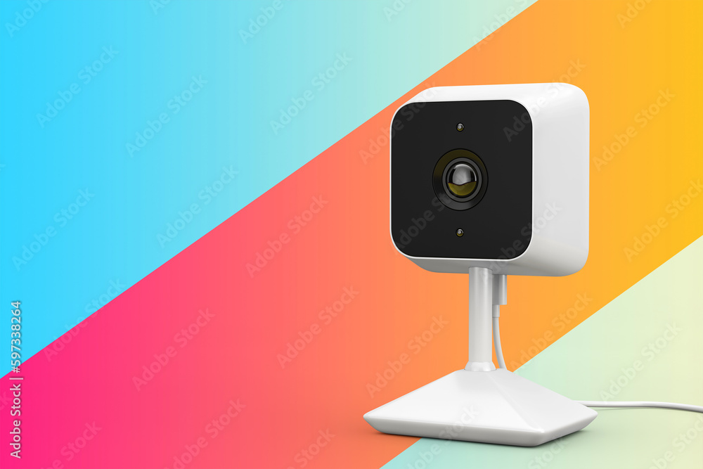 Poster white modern web camera. 3d rendering