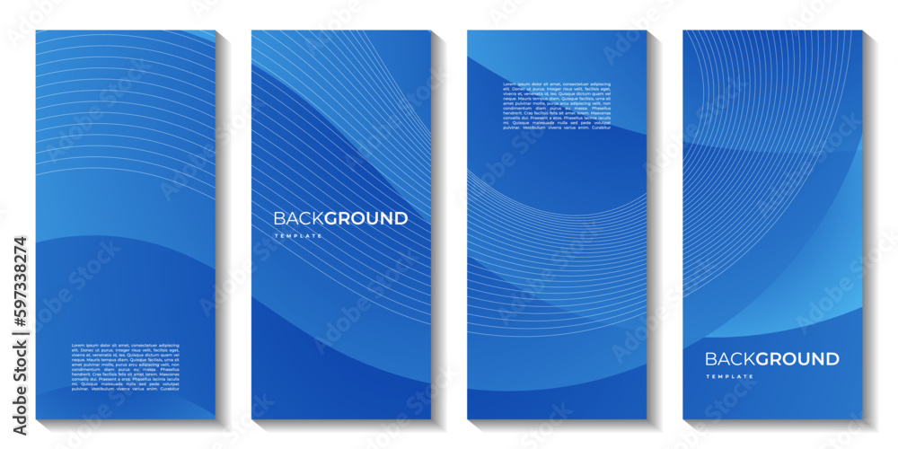 Poster A set of brochures with abstract blue wave gradient background