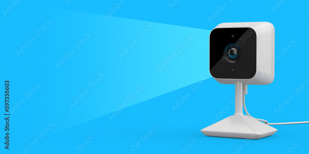 Aufkleber White Modern Web Camera with Blank Space for Your Design in Shape of Watch Screen Light. 3d Rendering