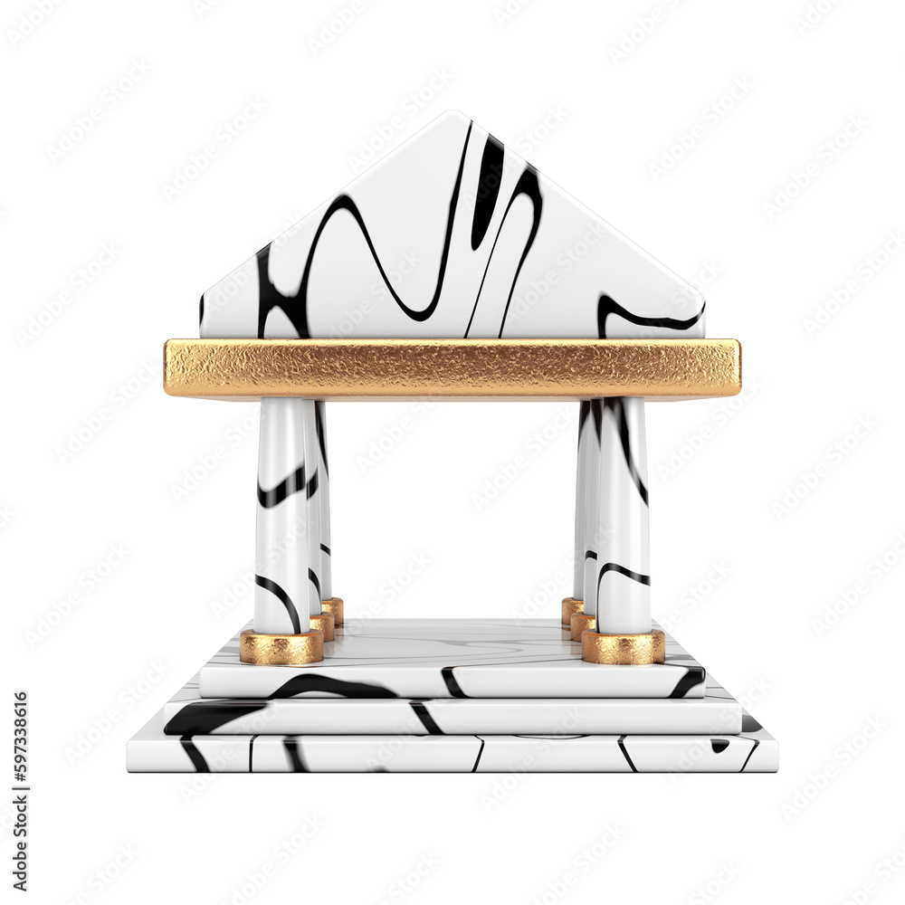 Poster cartoon ancient greece architecture law, bank or pantheon columns building icon. 3d rendering