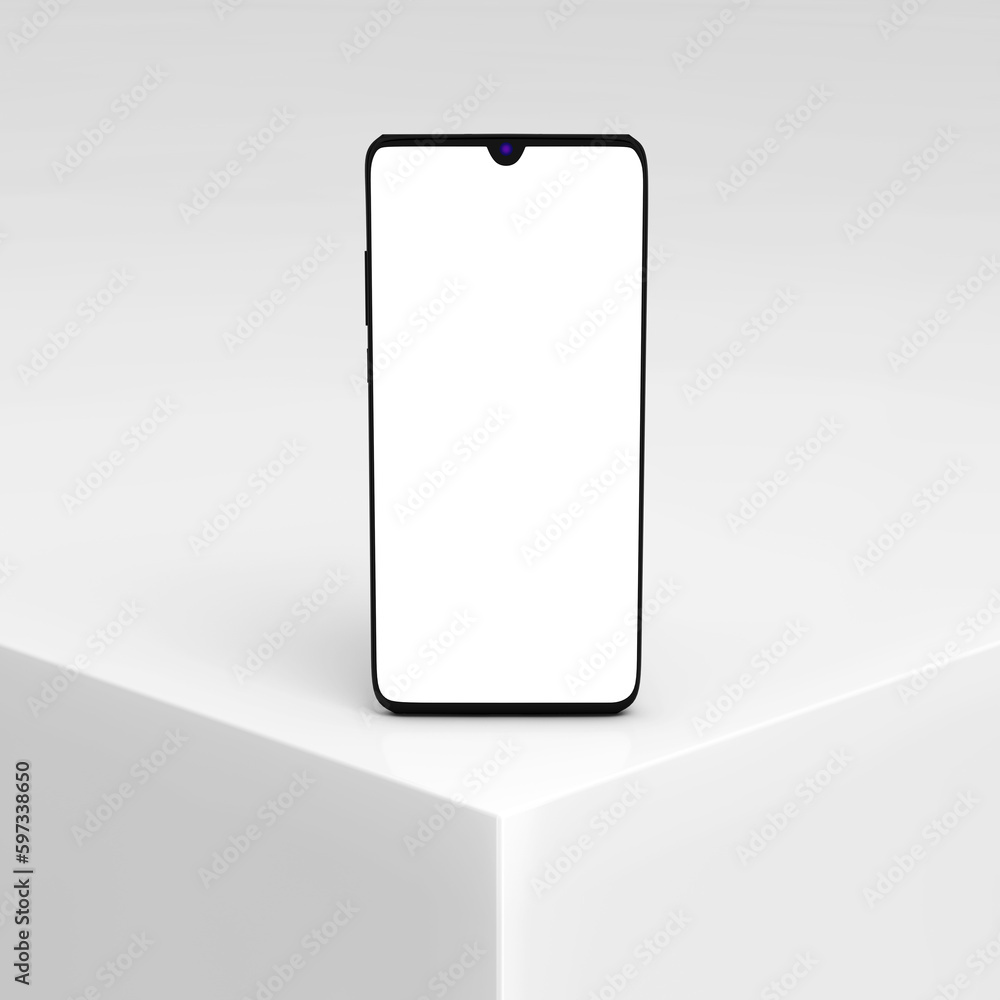 Leinwandbilder modern mobile phone mockup with blank screen for your design on a white product presentation podium 