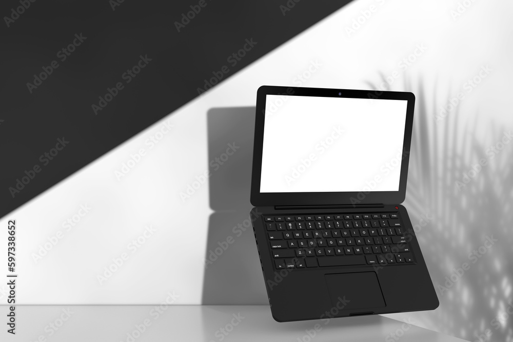 Leinwandbilder modern laptop computer notebook with blank screen for your design on a white product presentation po