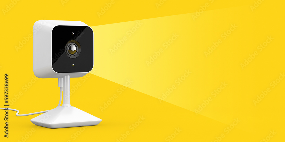 Aufkleber White Modern Web Camera with Blank Space for Your Design in Shape of Watch Screen Light. 3d Rendering