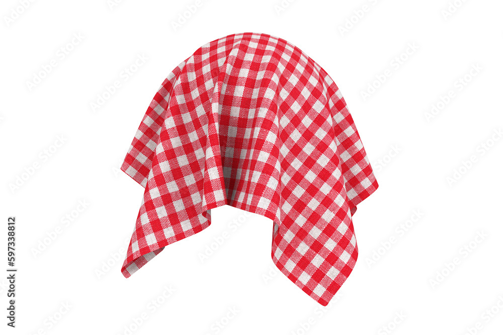 Leinwandbilder surprise, award or prize concept. hidden object covered with red checkered tablecloth texture fabric