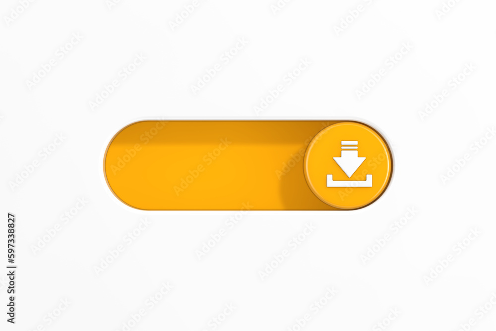 Poster yellow toggle switch slider with download icon. 3d rendering