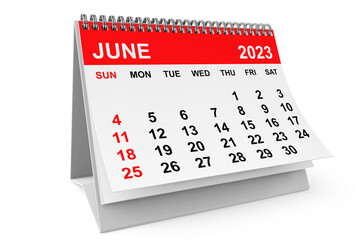 2023 Year June Calendar. 3d rendering - obrazy, fototapety, plakaty