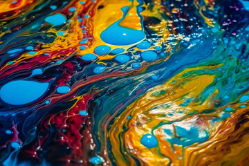 Beautiful Abstraction  Background Texture of Vibrant Liquid Paints in Blending Flow Mixing Together. 3d Rendering