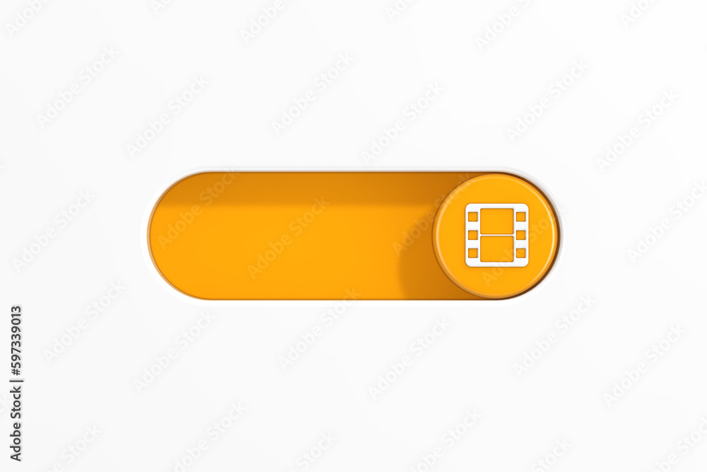 Fototapete yellow toggle switch slider with simple film icon. 3d rendering