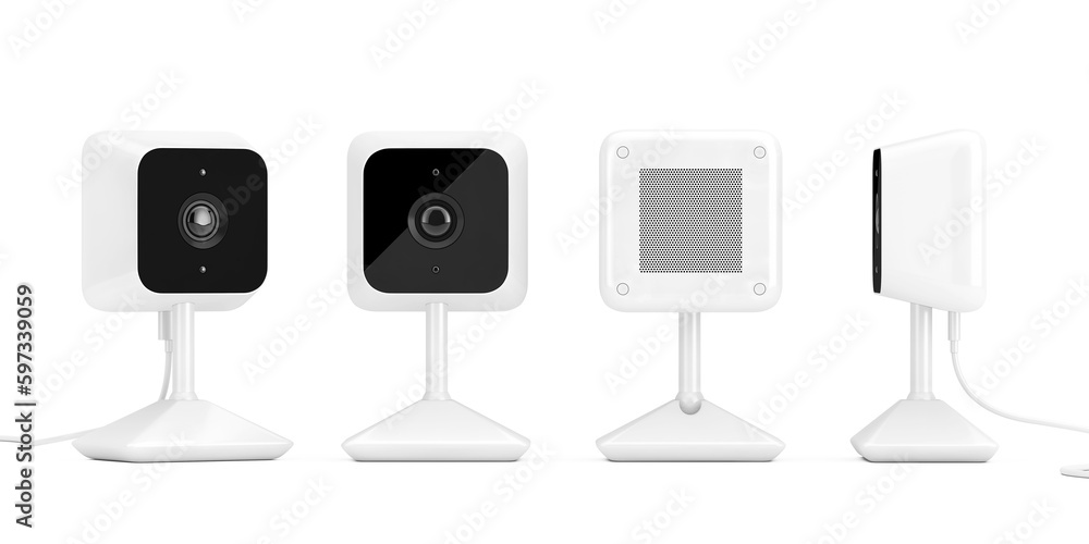 Poster white modern web camera. 3d rendering