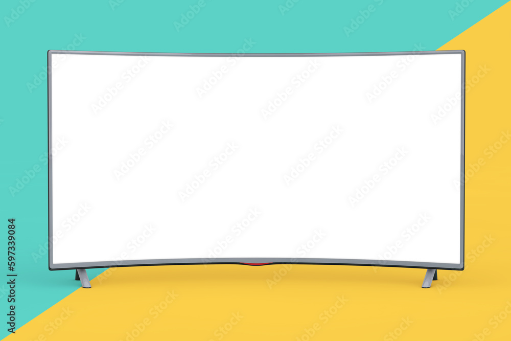 Aufkleber Modern Curved Led or LCD TV with Blank Screen for Your Design. 3d Rendering
