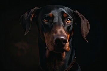 Portrait of a Doberman dog 