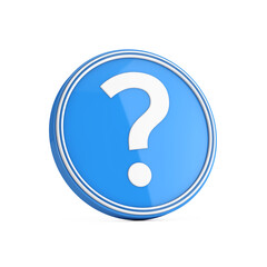 Question Mark Icon in Blue Circle Button. 3d Rendering