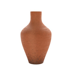 Retro Orange Clay Ceramic Pot Vase. 3d Rendering